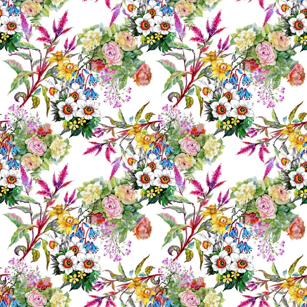 Pattern Beautiful Colorful Wildflowers — Stock Photo, Image