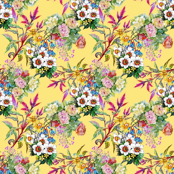Pattern Beautiful Colorful Wildflowers — Stock Photo, Image