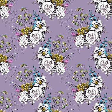 renkli çiçekler ile duvar kağıdı 