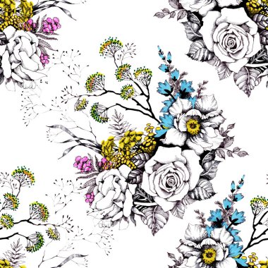 renkli çiçekler ile duvar kağıdı 