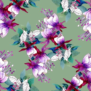 mor çiçekler ve suluboya Davetiyeler için yaprakları elle çizilmiş desen