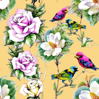 Sulu Boya beyaz su-lilly çiçek deseni kurbağa üzerinde gölet vektör çizim ile