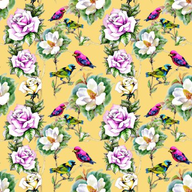 Sulu Boya beyaz su-lilly çiçek deseni kurbağa üzerinde gölet vektör çizim ile