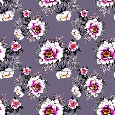 Sulu Boya beyaz su-lilly çiçek deseni kurbağa üzerinde gölet vektör çizim ile