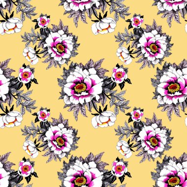 Sulu Boya beyaz su-lilly çiçek deseni kurbağa üzerinde gölet vektör çizim ile