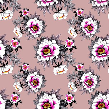 Sulu Boya beyaz su-lilly çiçek deseni kurbağa üzerinde gölet vektör çizim ile