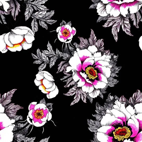 Akwarela biały wody lilly kwiatów wzór z żaba na ilustracji wektorowych staw — Zdjęcie stockowe