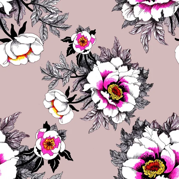 Acquerello bianco acqua-lilly fiori modello con rana su stagno vettoriale illustrazione — Foto Stock