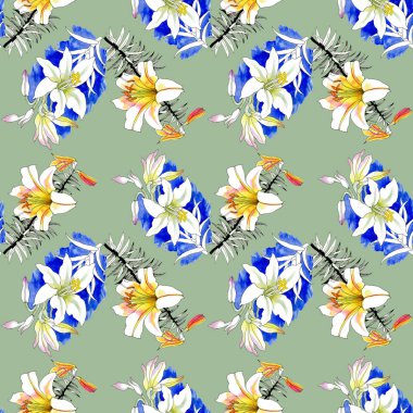 Sulu Boya güzel pembe lily illüstrasyon.