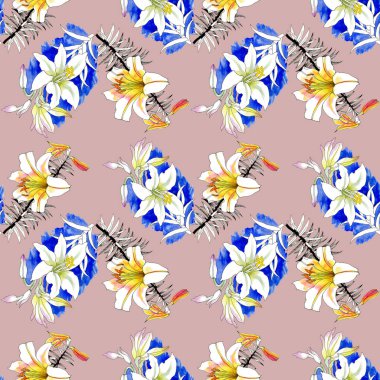 Sulu Boya güzel pembe lily illüstrasyon.