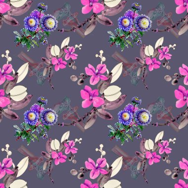 güzel renkli kır çiçekleri ile desen