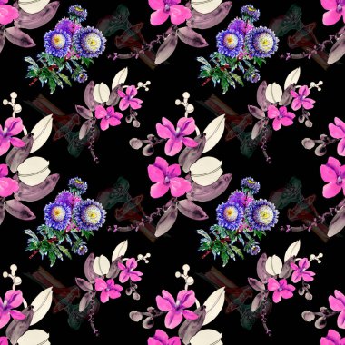 güzel renkli kır çiçekleri ile desen