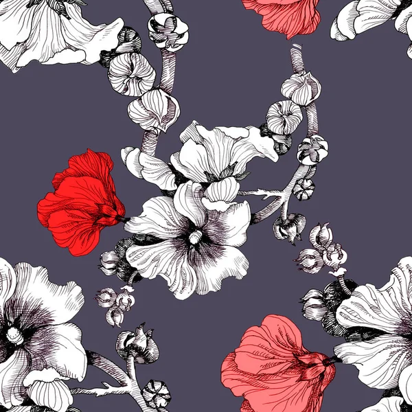 Watercolor Pattern Beautiful White Red Flowers — Stock Photo, Image