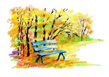 Sulu boya renkli sonbahar park