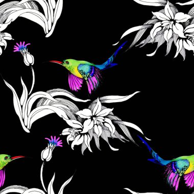 uğultu-kuş çiçek Bahçe ile suluboya resim