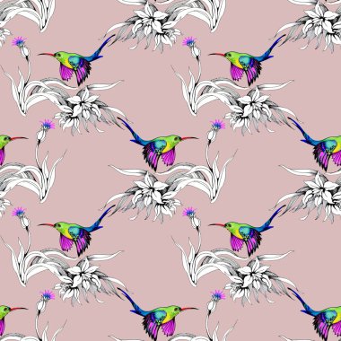 uğultu-kuş çiçek Bahçe ile suluboya resim