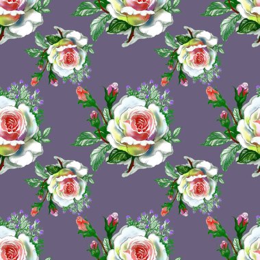 Güzel güller arka plan ile sulu boya Dikişsiz desen