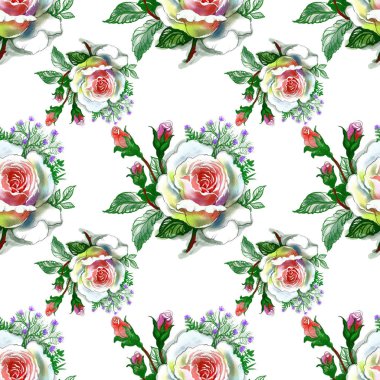 Güzel güller arka plan ile sulu boya Dikişsiz desen