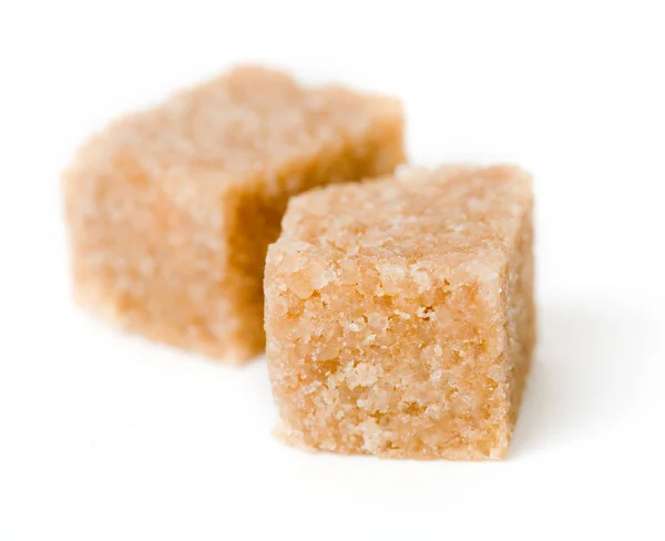 Brown Sugar Cubes White Background Shallow Dof — Stock Photo, Image