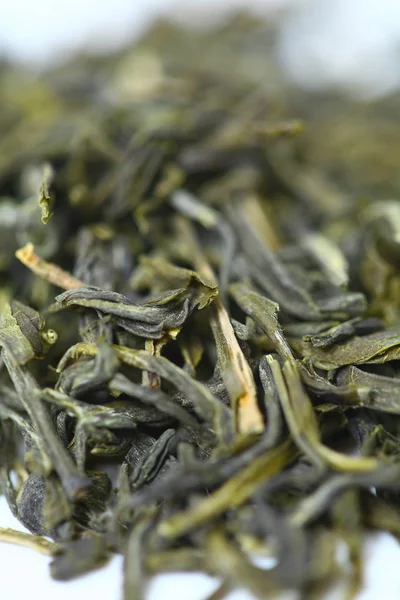 Pile Green Tea White Background Shallow Dof — Stock Photo, Image