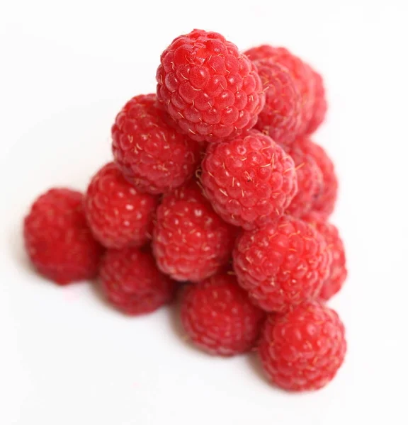 Pyramid Ripe Raspberry White Background — Stock Photo, Image