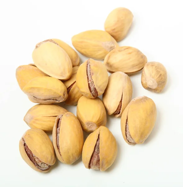 Heap Organic Salted Pistachio Nuts White Background — Stock Photo, Image