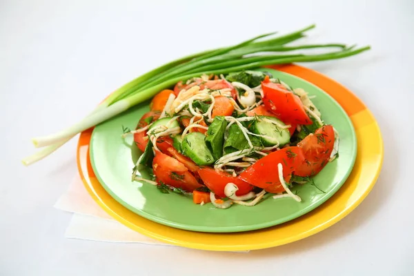 Salad Cucumbers Tomatoes Herbs — Stock Photo, Image