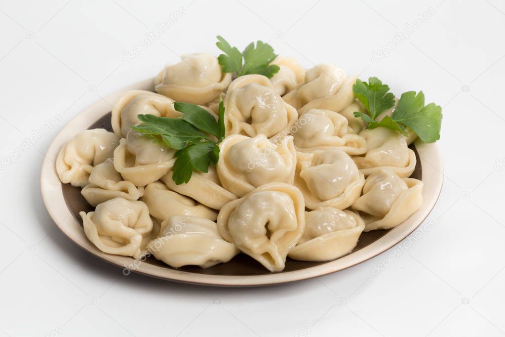 Meat dumplings on a white background