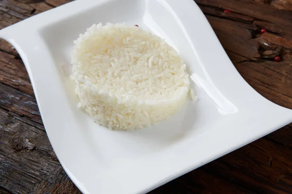 Arroz Branco Tigela Dof Rasa — Fotografia de Stock