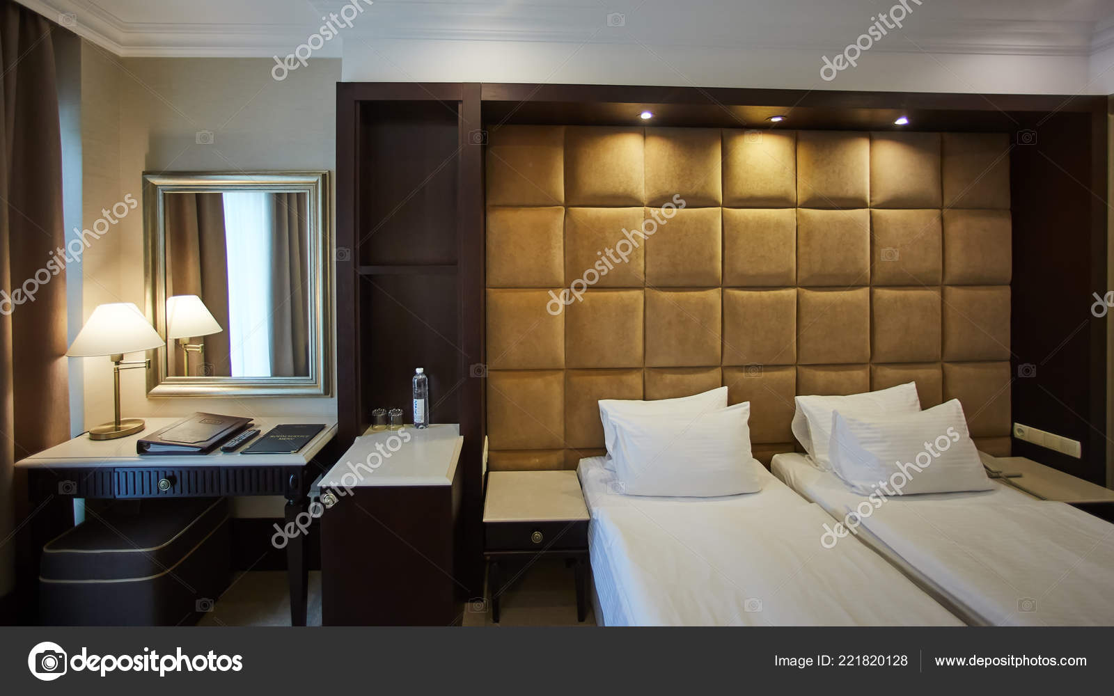 two beds in a hotel room interior design stock photo room with two beds design