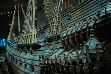 Stockholm, Swden - Novemer 6, 2018. Vasa Müzesi'nde Vasa gemisinin ziyaret.