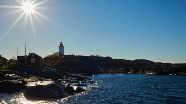 Lighthouse in Swedish village Landsort on the island of Oja — Stock Photo, Image