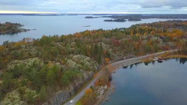 Bela vista da paisagem clássica sueca de cima . — Vídeo de Stock