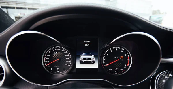 Close up modern car dashboard. Shallow dof. — Stock Photo, Image