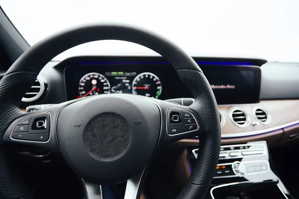 Control Buttons Steering Wheel Car Interior Shallow Dof — Stock Photo, Image