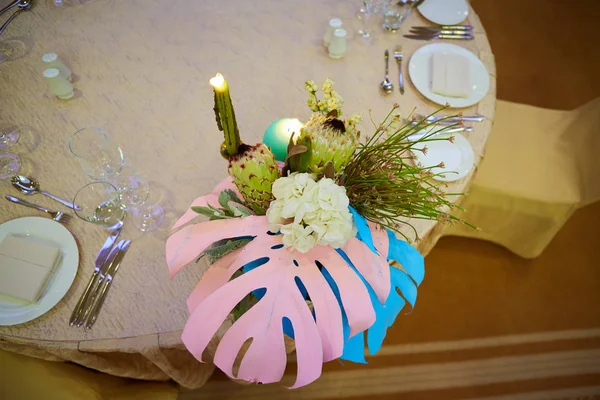De luxe bruiloft receptie tafel setup — Stockfoto