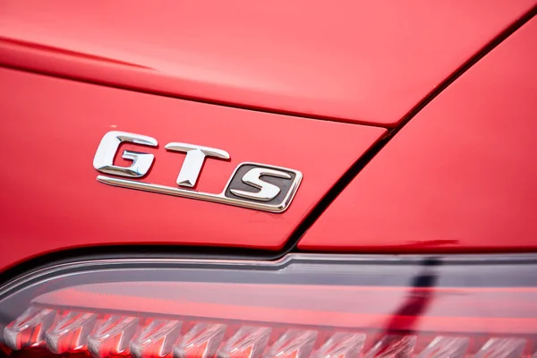 Kiev, Ukraine - OCTOBER 4, 2016: Mercedes Benz star experience. The interesting series of test drives. Logo GTs and tail light closeup — Stock Photo, Image