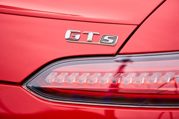 Kiev, Ukraine - OCTOBER 4, 2016: Mercedes Benz star experience. The interesting series of test drives. Logo GTs and tail light closeup — Stock Photo, Image