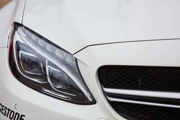 Detail on one of the LED headlights of a car. — Stock Photo, Image