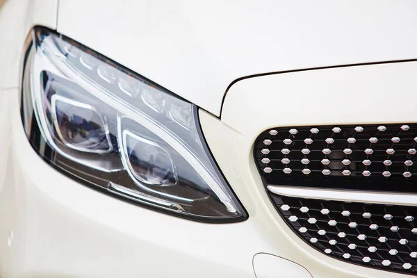 Detail on one of the LED headlights of a car. — Stock Photo, Image