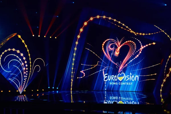 KYIV, UCRANIA - 23 DE FEBRERO DE 2019: Logotipo de Eurovisión 2019 selección nacional durante el Eurovisión-2019 — Foto de Stock