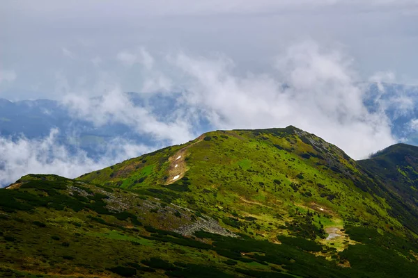 Panoramic view of the rocky mountains of the Carpathians, Ukraine. Beautiful view of the Montenegrin ridge. — Stock Photo, Image