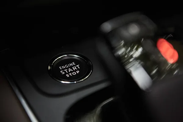 Engine Start Stop button of a modern car — Stock Photo, Image