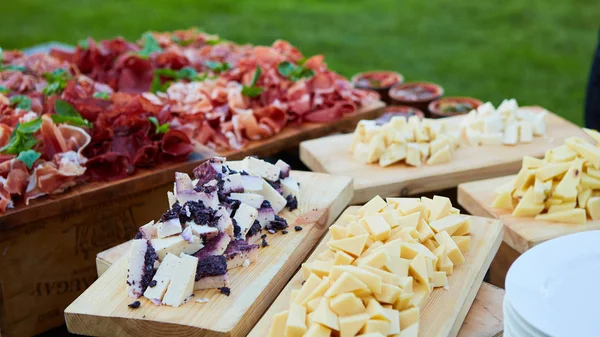 Assorted cheeses in various shapes and sizes — Stock Photo, Image