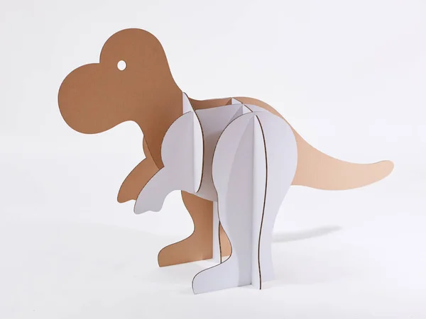 Dinosaurie Trex tillverkad av kartong. Idé för födelsedagskalas, dino fest eller fotosession — Stockfoto
