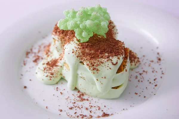 Homemade tiramisu, a traditional Italian dessert. Shallow dof. — Stock Photo, Image