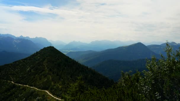 Wide Shot Beautiful Mountain Range Cloudy Day Silhouette Alp Mountains Βίντεο Κλιπ