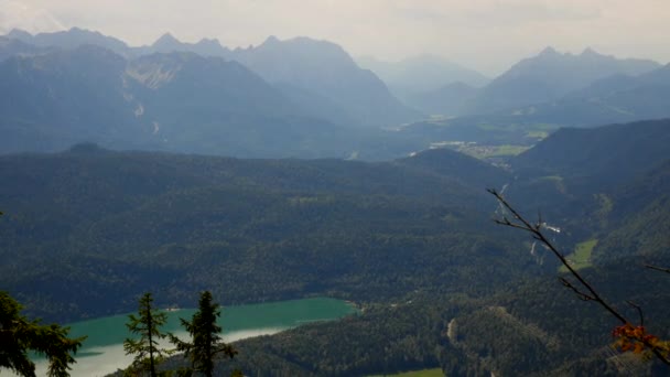Silhouette Alps Mountains Horizon Nature Lake Rural Valley Walchensee Bavaria Royalty Free Βίντεο Αρχείου