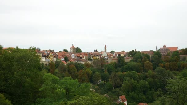 Plan Statique Montrant Paysage Urbain Avec Des Tours Médiévales Rothenburg — Video