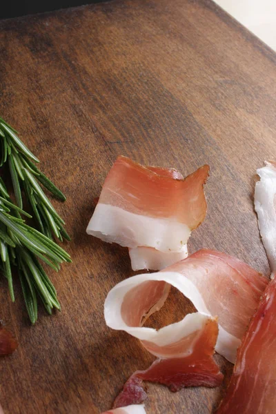 Prosciutto Jamon Wooden Background — Stock Photo, Image